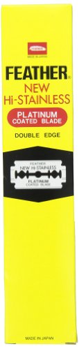 Feather Platinum Coated Double Edge Razor Blades-10 Blade Pack (Single)